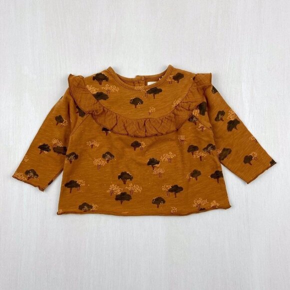 NWOT* Play Up Portugal Organic Cotton Ruffle Top in Warm Brown (9m) - Picture 2 of 10